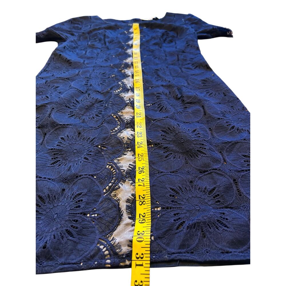 Trina Turk Short Sleeved Illusion Indigo Dress - Size 8 - Picture 8 of 12
